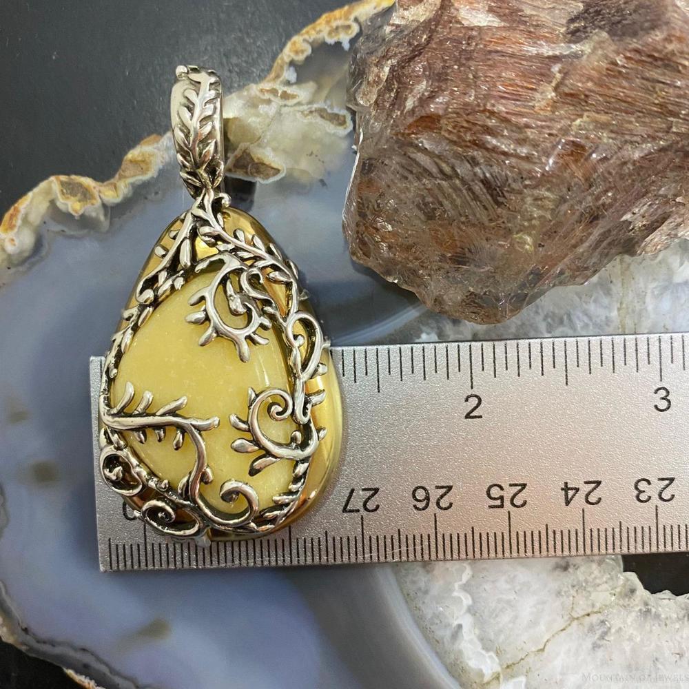 Carolyn Pollack Sterling Silver & Brass Yellow Jasper Enhancer Pendant For Women - Picture 9 of 10